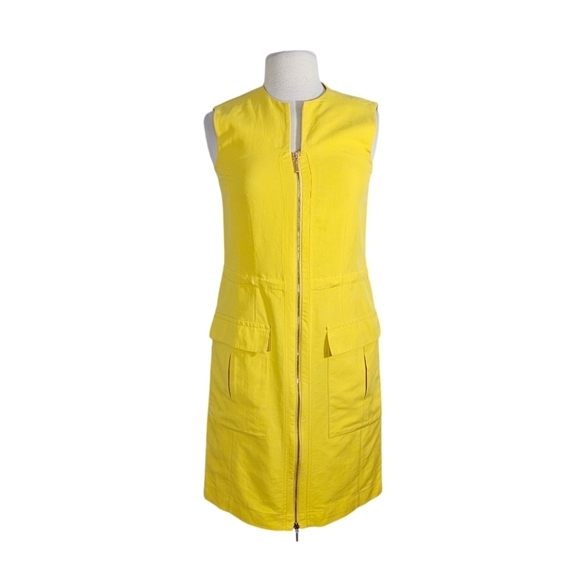Cedric Charlier Yellow Front Zip Sheath Mod Dress - Picture 1 of 9